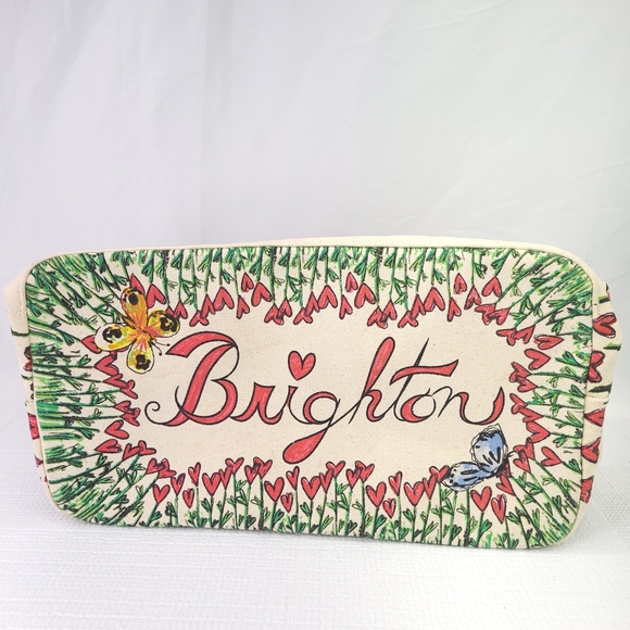 BRIGHTON Love Tweet Canvas Large Tote Bag Birds Hearts Butterflys Shoulder Carry - Picture 6 of 12